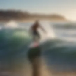 Surfers riding the iconic waves at Ocean Beach, San Diego