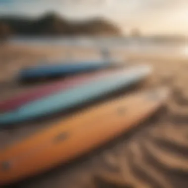 Group of Odysea surfboards on the beach