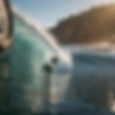 Surfer navigating through crystal clear barrels