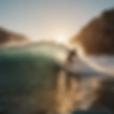 Surfer riding a perfect wave during golden hour