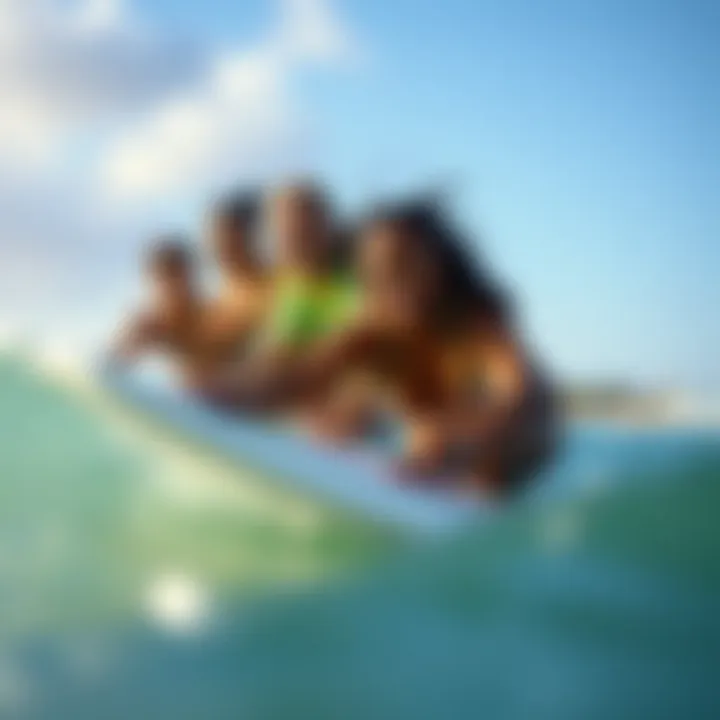A diverse group enjoying surfing activities