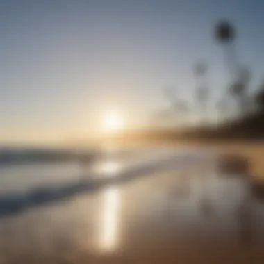 Panoramic view of surfers at Pacific Beach