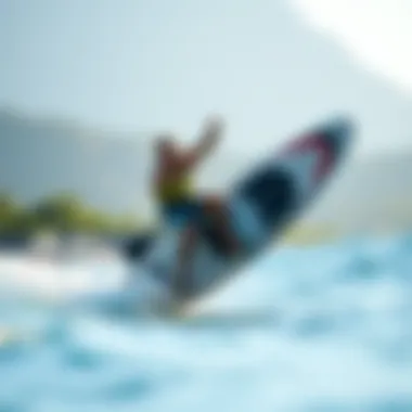 Executing Dynamic Paddle Board Moves Dynamic paddle board maneuver captured in action