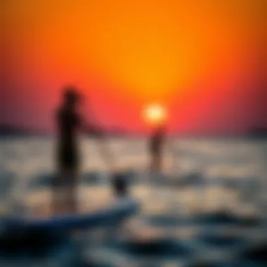 The Joy of Paddle Boarding at Sunset A serene paddle boarding session at sunset