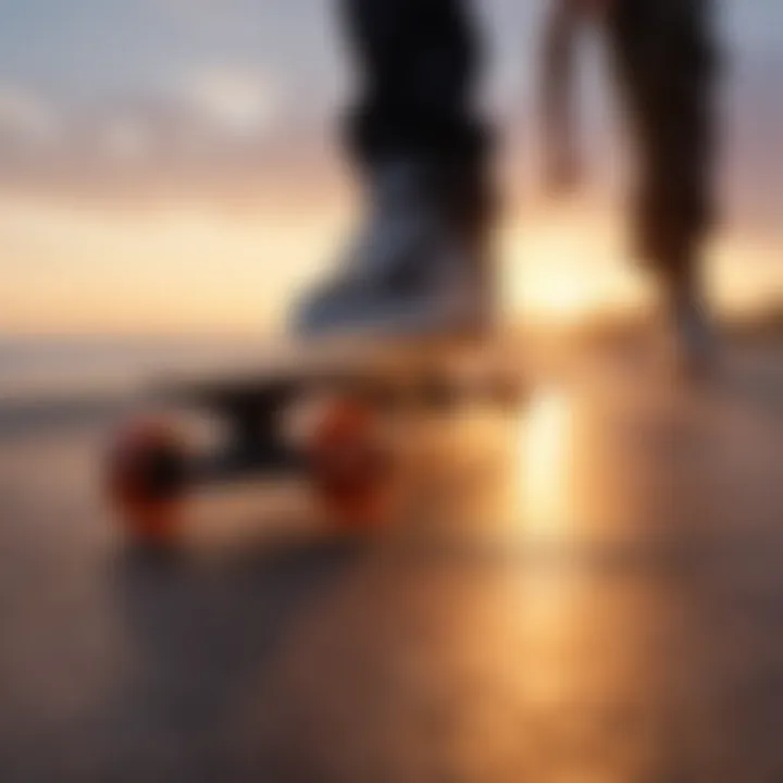 Precision Carving on Electric Skateboard at Sunset