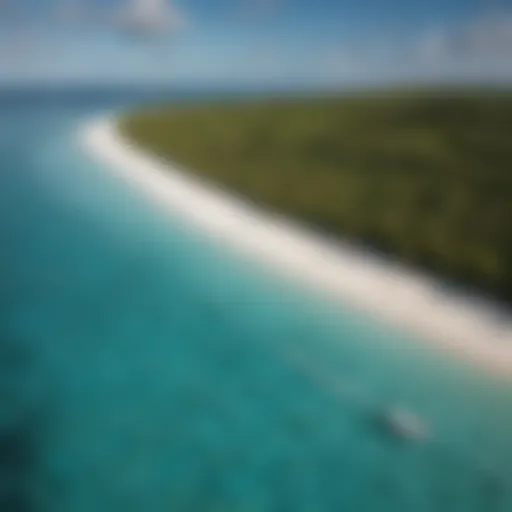 Aerial view of Tavarua Island's pristine beaches