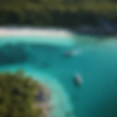 Aerial view of pristine waters surrounding Cat Island