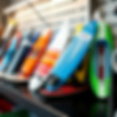 A variety of RC surfers displayed on a shelf