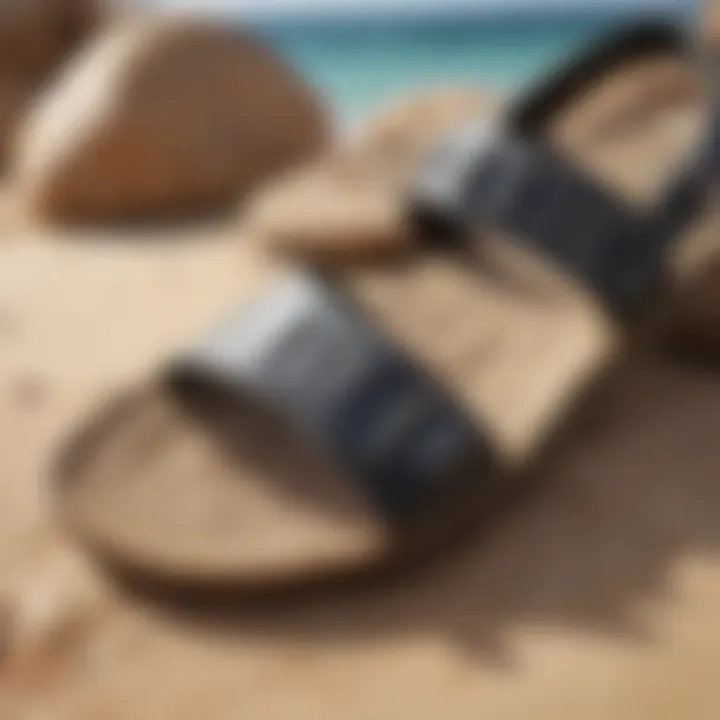 Close-up view of the material composition of Reef Ahi sandals