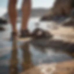 Reef Vista Hi sandals on rocky shore