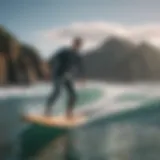 Revolutionary efoil surfboard design in action