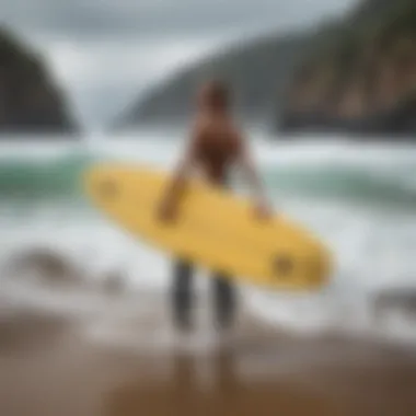 Innovative surfboard carry strap on beach