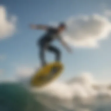 Rider performing aerial stunt on motor-powered surfboard