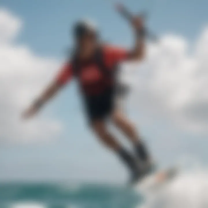 Kiteboarder soaring in the sky at Rip Curl Kauai