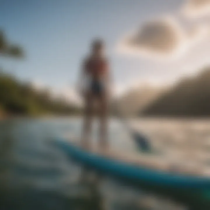 Stand-up paddleboarder exploring the waters at Rip Curl Kauai