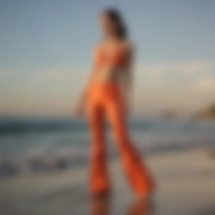 Flared pants in beach setting