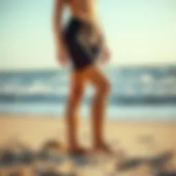 Roxy wetsuit shorts showcased on a sandy beach