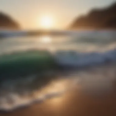 Nostalgic Waves Calling A tranquil beach scene at dawn, evoking nostalgia and the call of the waves