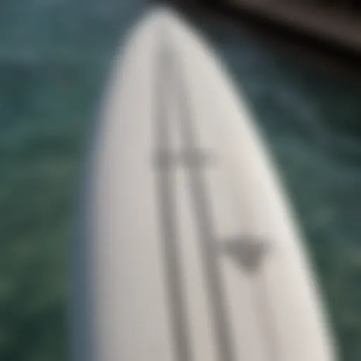 A close-up view of an RVCA surfboard showcasing its unique design elements.