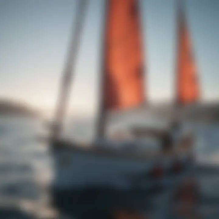 A sailing boat displaying navigation flags