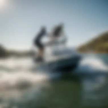 Scenic shot of wakeboarders using the rack for easy access to equipment