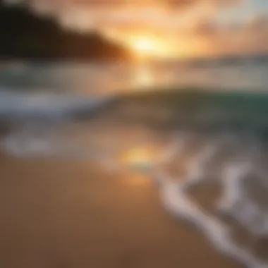 Sunset over a tranquil Hawaiian beach with gentle waves