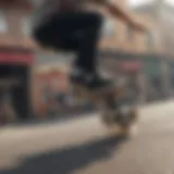 Skateboarder executing a perfect kickflip trick