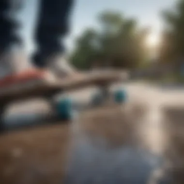 Skateboard being cleaned with cleaning solution