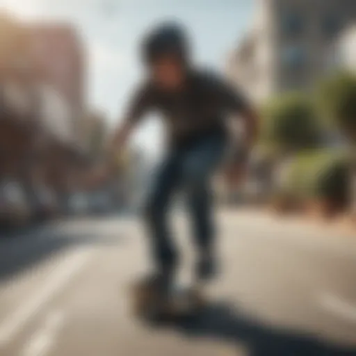 Skateboarder wearing helmet and pads performing a trick