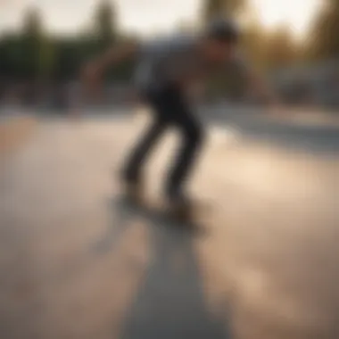 Skateboarder navigating through a challenging skate park