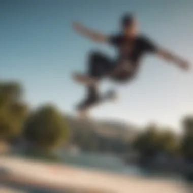 Skateboarder mid-air during an impressive aerial trick