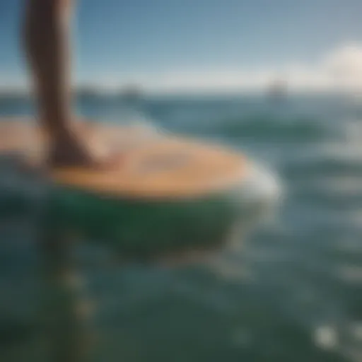 A skimmer board gliding over the water's surface