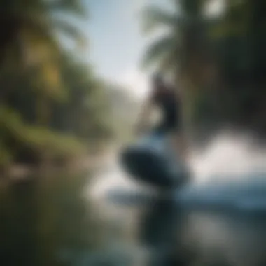 Sleek Jetsurf Motorized Surfboard Amidst Tropical Paradise