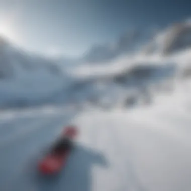 Snow-covered mountain landscape in a snowboard game