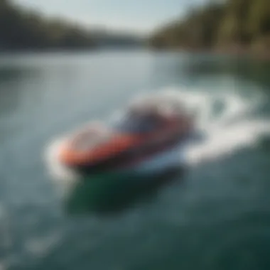 An expert using a soft top fun board on vibrant waters