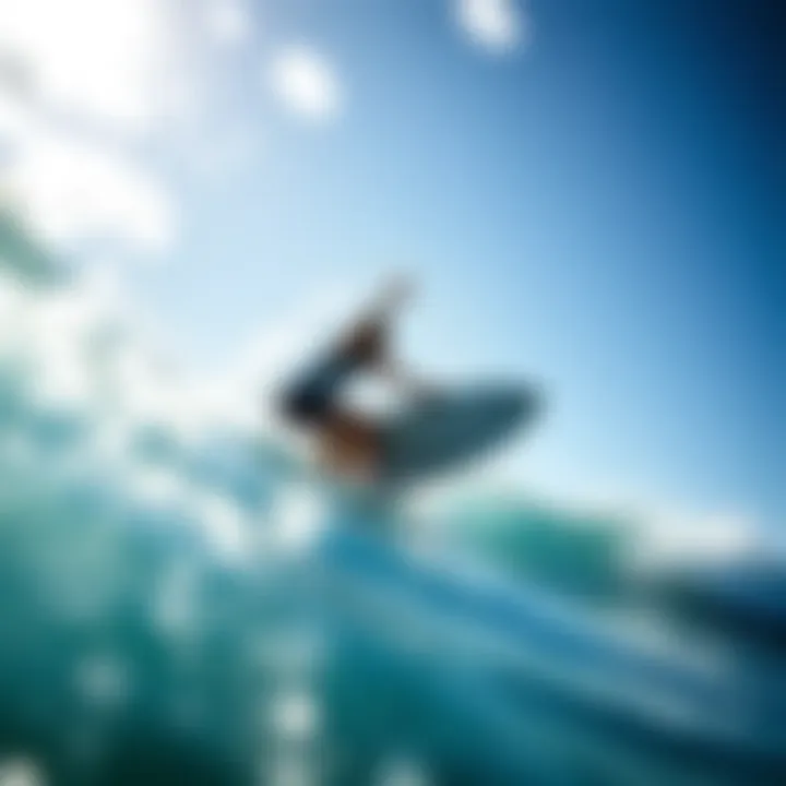 Thrill of the Catch at South Padre Island Surfer catching a wave at South Padre Island