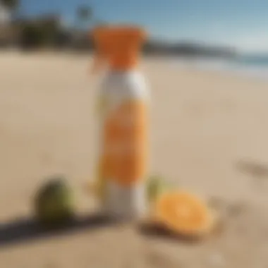 The formulation of Sun Bum Sunscreen Spray displayed with natural ingredients highlighted.