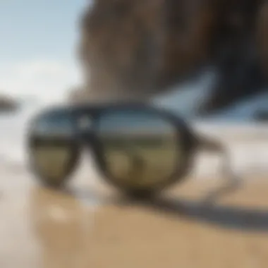 Durable sunglasses being tested in extreme surf conditions