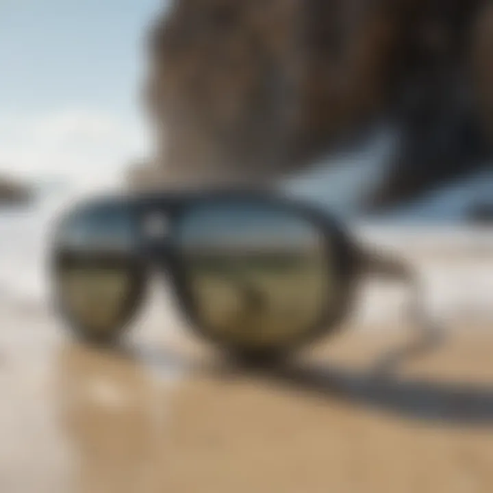 Durable sunglasses being tested in extreme surf conditions