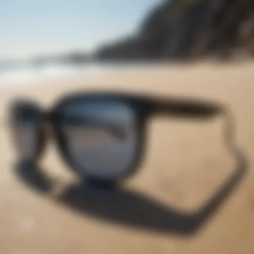 Sunglasses with advanced UV protection technology on beach