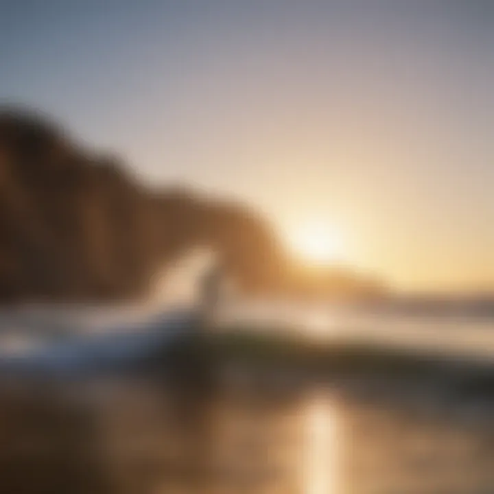 Surfer riding a wave at Sunset Cliffs