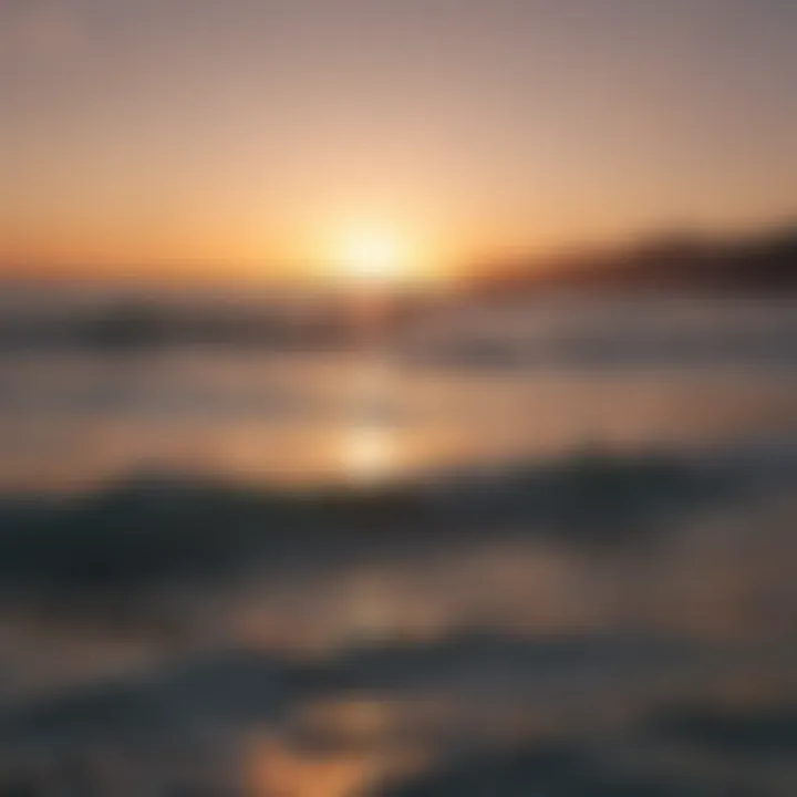 Sunset horizon over calm ocean waters