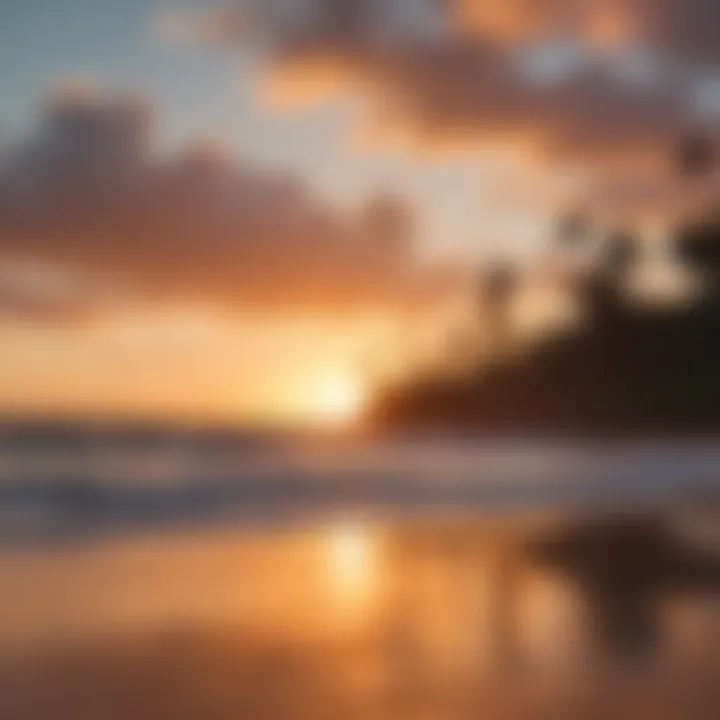 Sunset over a Tranquil Hawaiian Beach symbolizing Aloha