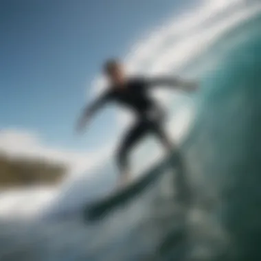 A surfer carving through a powerful wave