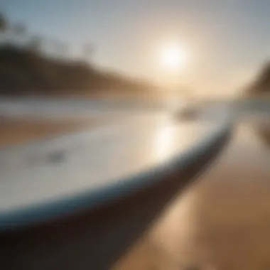 Beach with surfboards on a sunny day