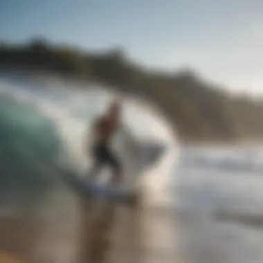 Surfer checking wind direction on shoreline