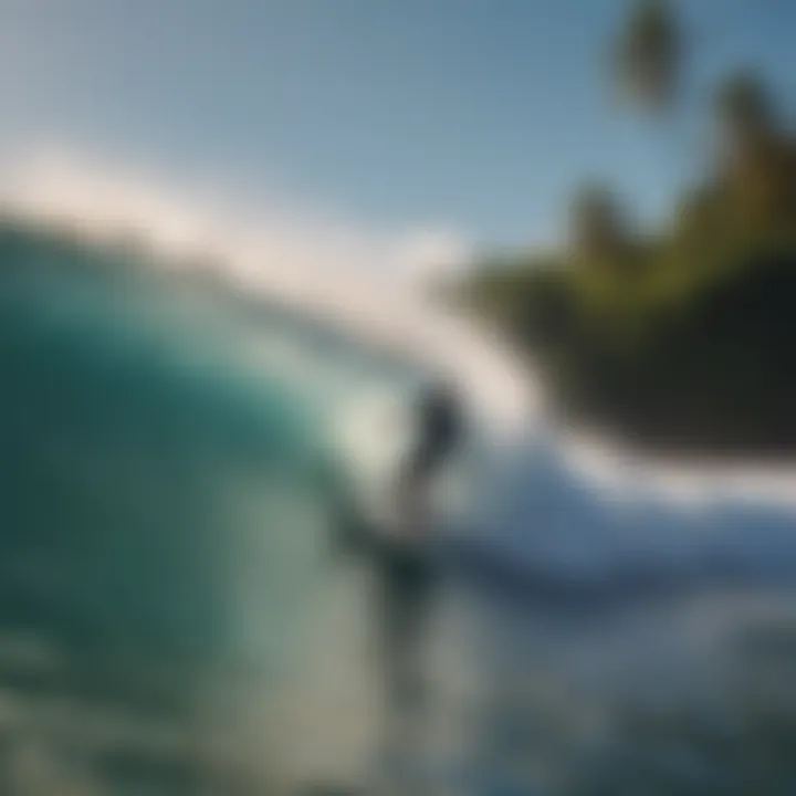 Surfer catching a perfect wave at Punta Mango