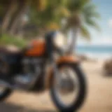 Surfboard motorcycle rack on a vintage motorcycle