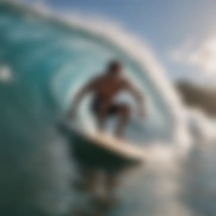 Surfer riding a barrel wave at Honolii Beach Park