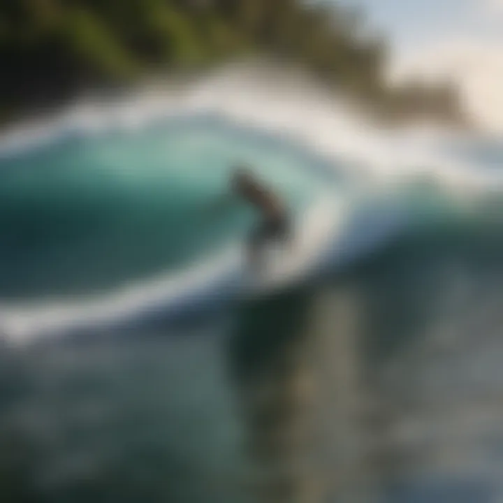 Surfer carving the waves at Banyans